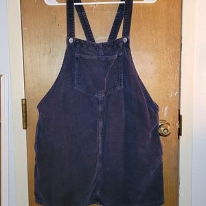 Dark navy Corduroy overall dress with pockets
